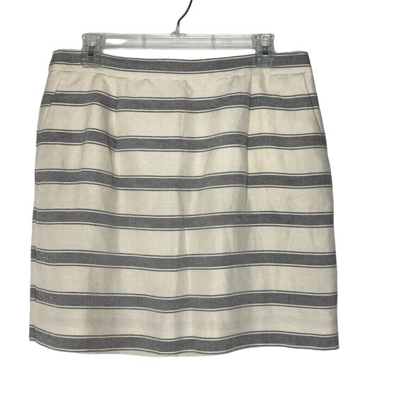 J Crew Striped Linen Silk Pencil Skirt Women's Size 8 Classic Fit - Picture 1 of 11
